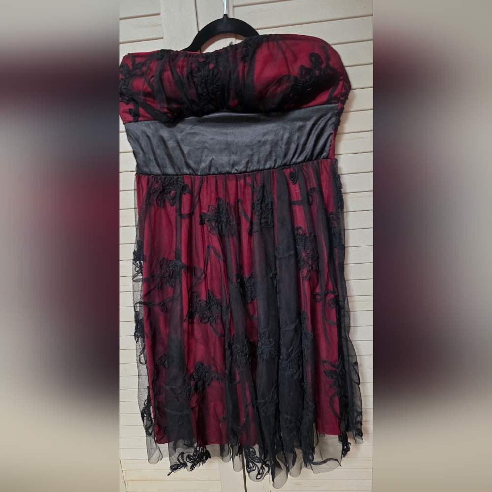 Studio Y Red and Black Strapless Dress